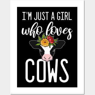 Cow Farmer Girl Animal Posters and Art